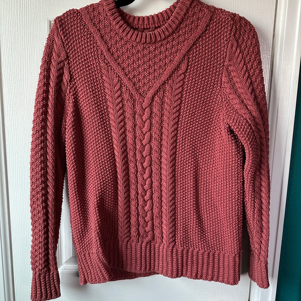 L.L. Bean Signature Cable Knit Sweater – Size Small – Dusty Rose